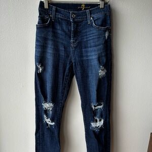 7 For All Mankind Josefina Skinny Boyfriend Jean Distressed Size 25